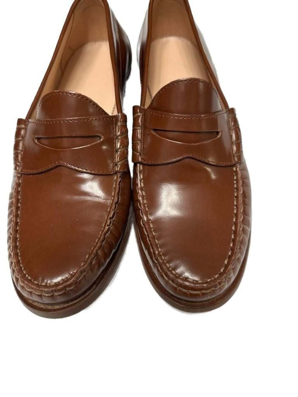 .J. Crew Winona Penny Loafers in Espresso Brown Spazzolato Polished Leather - Wo